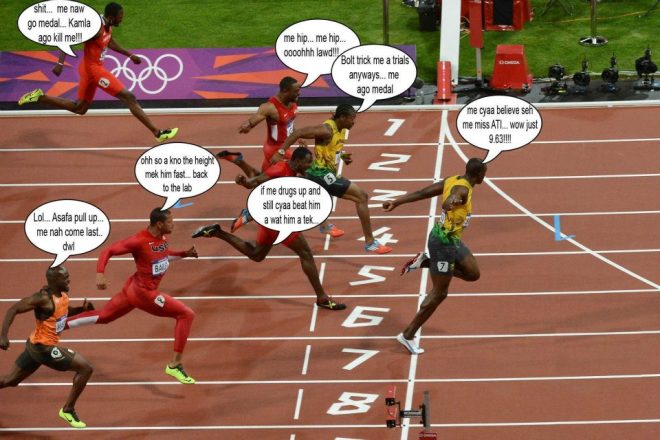 Pure Jokes: What Was They Thinking During the 100m Race